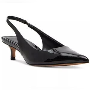 New Steve Madden Kittie Black Patent Sling Back Pointed Toe Pumps